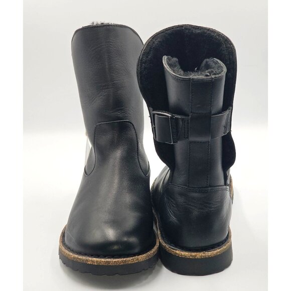 NWT Birkenstock Wo's Black Leather Uppsala Shearling Boots Sz 7.5 Men's 5 2742 - Picture 10 of 16